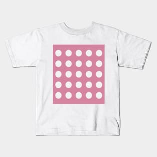 White Dots on Carnation Pink Kids T-Shirt
